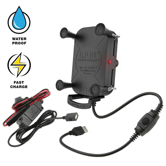 RAM Mount Tough-Charge 15W Waterproof Wireless Charging Holder w/Charger [RAM-HOL-UN12WB-V7M-1] - Premium Cell Phone Mounts from RAM Mounting Systems - Just $205.49! Shop now at Brushy Creek Marine