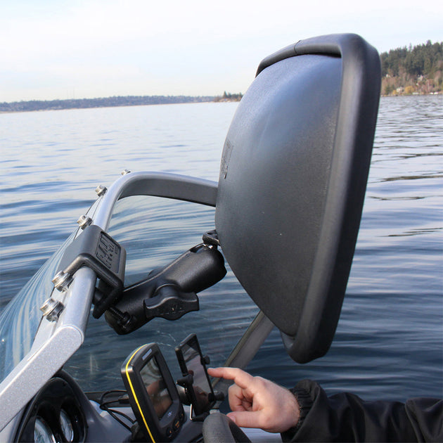 RAM Mount RAM Glare Shield Clamp Mount w/Rear View Mirror [RAM-B-126] - Premium Marine Electronics Mounts from RAM Mounting Systems - Just $107.49! Shop now at Brushy Creek Marine
