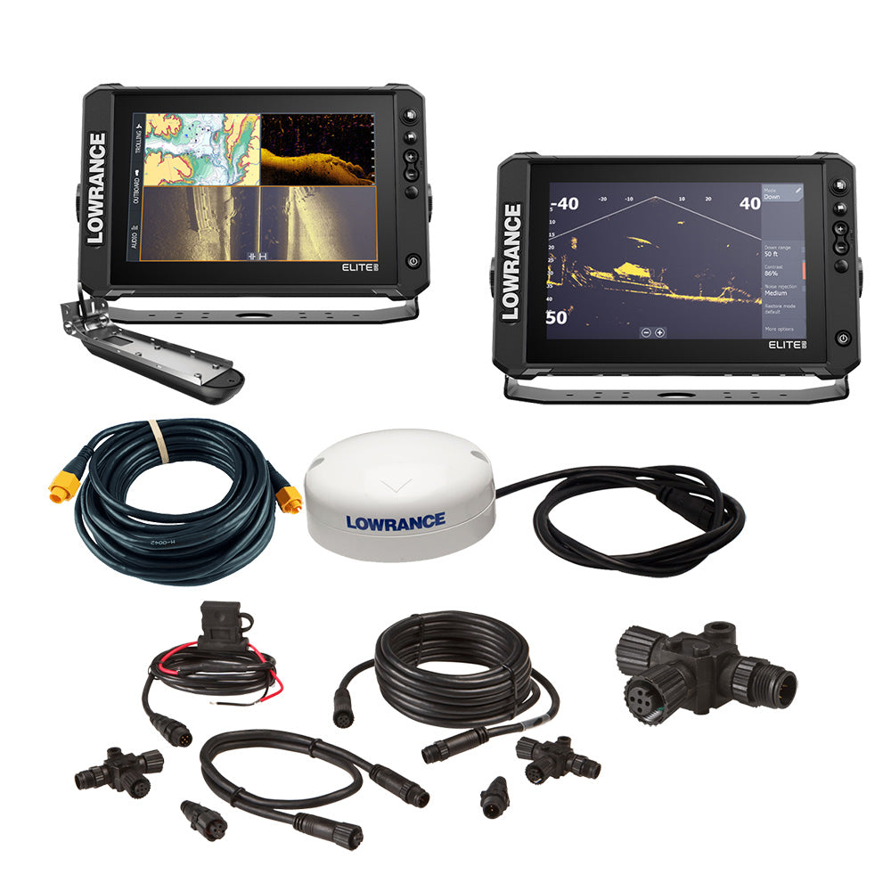Lowrance Elite FS 10 BOAT in A BOX w/Active Imaging 3-in-1 - 2 Displays, TD, GPS Antenna, Starter Kit, 25' Ethernet Cable [000-16476-001] - Premium GPS - Fishfinder Combos from Lowrance - Just $3499! Shop now at Brushy Creek Marine
