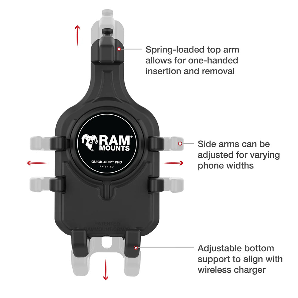 Ram Mount RAM Quick-Grip Pro Phone Holder w/Ball  Vibration Damper [RAM-HOL-PD5BVU] - Premium Cell Phone Mounts from RAM Mounting Systems - Just $127.99! Shop now at Brushy Creek Marine