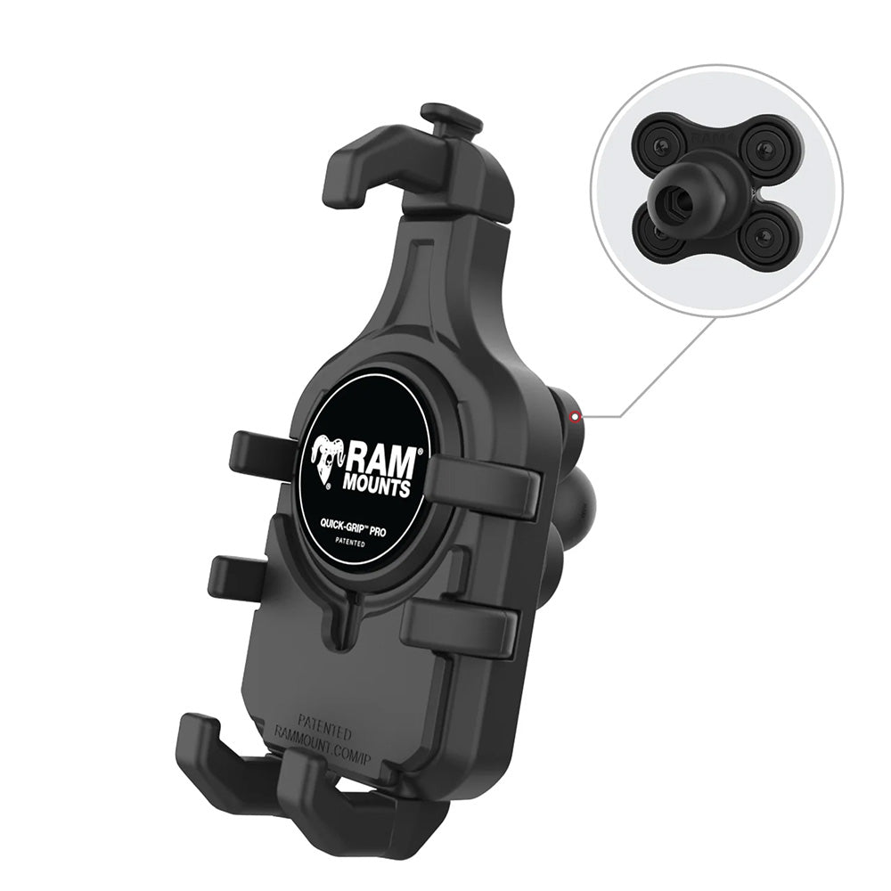 Ram Mount RAM Quick-Grip Pro Phone Holder w/Ball  Vibration Damper [RAM-HOL-PD5BVU] - Premium Cell Phone Mounts from RAM Mounting Systems - Just $127.99! Shop now at Brushy Creek Marine