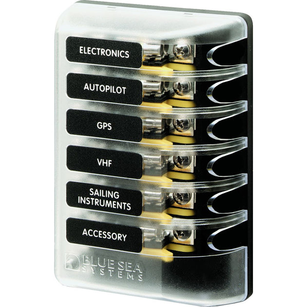 Blue Sea 5018 ST Glass Fuse Block w/out Negative Bus - 6 Circuit [5018] - Premium Fuse Blocks & Fuses from Blue Sea Systems - Just $63.99! Shop now at Brushy Creek Marine