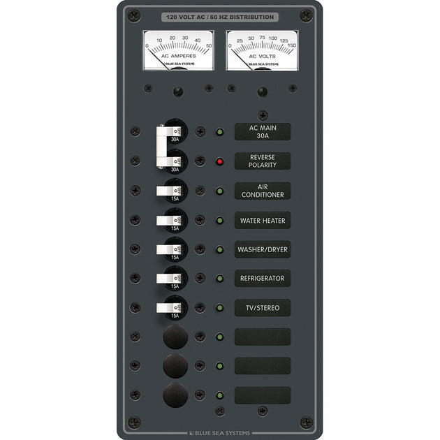 Blue Sea 8074 AC Main +8 Positions Toggle Circuit Breaker Panel - White Switches [8074] - Premium Electrical Panels from Blue Sea Systems - Just $786.99! Shop now at Brushy Creek Marine