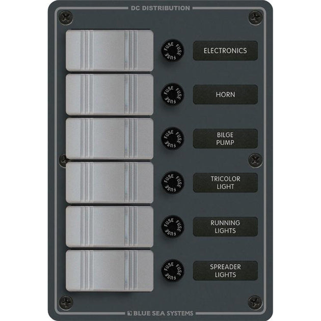Blue Sea 8053 Slate Grey - 6 Position - Vertical [8053] - Premium Electrical Panels from Blue Sea Systems - Just $248.99! Shop now at Brushy Creek Marine