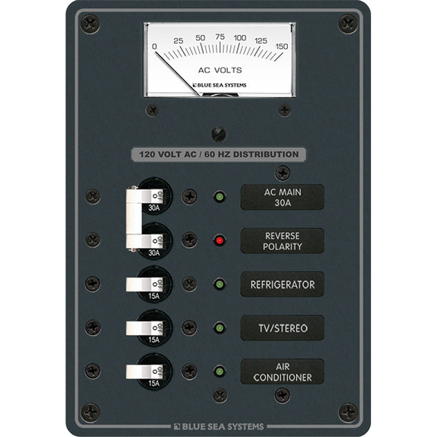 Blue Sea 8043 AC Main +3 Positions Toggle Circuit Breaker Panel - White Switches [8043] - Premium Electrical Panels from Blue Sea Systems - Just $463.99! Shop now at Brushy Creek Marine