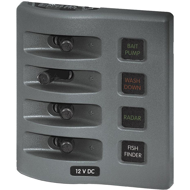 Blue Sea 4304 WeatherDeck Water Resistant Fuse Panel - 4 Position - Grey [4304] - Premium Electrical Panels from Blue Sea Systems - Just $133.99! Shop now at Brushy Creek Marine
