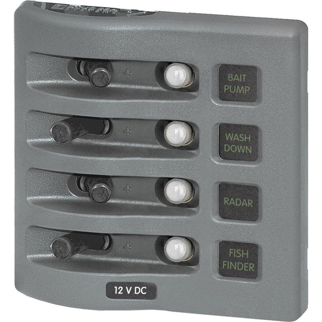 Blue Sea 4374 WeatherDeck Water Resistant Circuit Breaker Panel - 4 Position - Grey [4374] - Premium Electrical Panels from Blue Sea Systems - Just $164.99! Shop now at Brushy Creek Marine