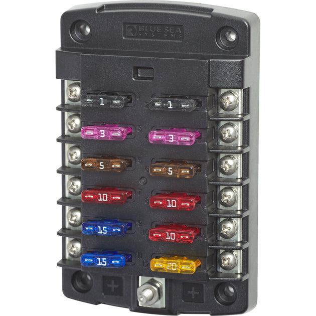Blue Sea 5034 ST Blade Fuse Block w/out Cover - 12 Circuit w/out Negative Bus [5034] - Premium Fuse Blocks & Fuses from Blue Sea Systems - Just $85.99! Shop now at Brushy Creek Marine