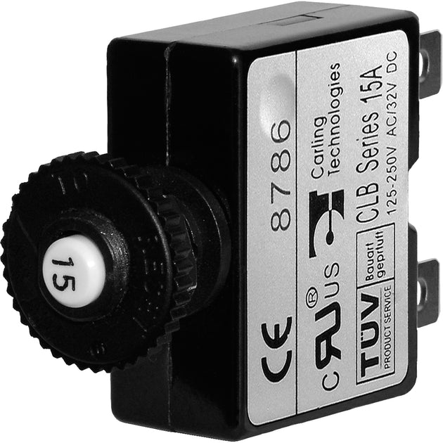 Blue Sea 7056 15A Push Button Thermal with Quick Connect Terminals [7056] - Premium Circuit Breakers from Blue Sea Systems - Just $7.99! Shop now at Brushy Creek Marine