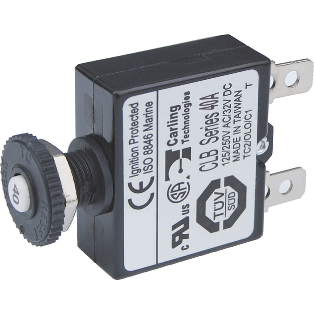 Blue Sea 7061 40A Push Button Thermal with Quick Connect Terminals [7061] - Premium Circuit Breakers from Blue Sea Systems - Just $10.99! Shop now at Brushy Creek Marine