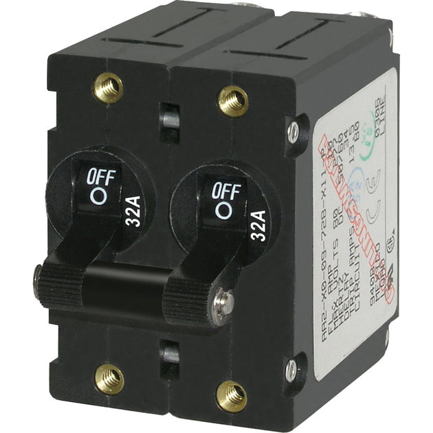 Blue Sea 7349 A-Series Double Pole Toggle - 32A - Black [7349] - Premium Circuit Breakers from Blue Sea Systems - Just $75.99! Shop now at Brushy Creek Marine