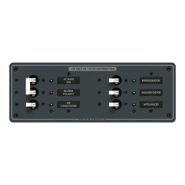 Blue Sea 8099 AC Main +4 Positions Toggle Circuit Breaker Panel  (White Switches) [8099] - Premium Electrical Panels from Blue Sea Systems - Just $472.99! Shop now at Brushy Creek Marine