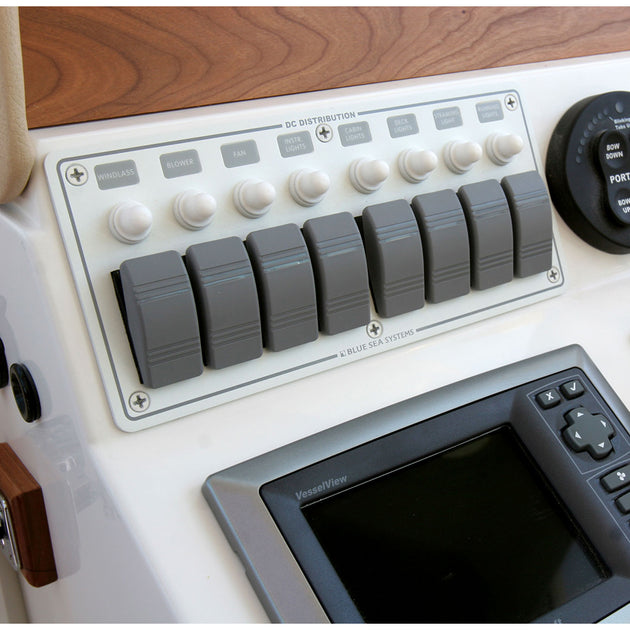 Blue Sea 8271 Water Resistant Panel - 8 Position - White - Horizontal Mount [8271] - Premium Electrical Panels from Blue Sea Systems - Just $373.99! Shop now at Brushy Creek Marine