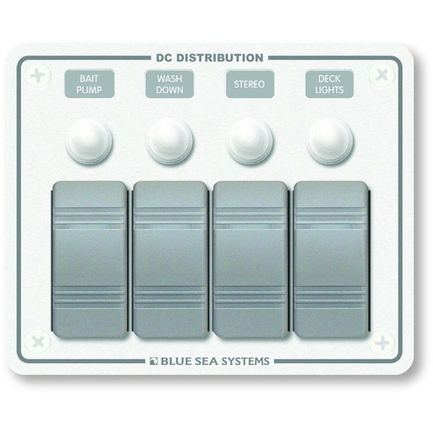 Blue Sea 8272 Water Resistant Panel - 4 Position - White - Horizontal Mount [8272] - Premium Electrical Panels from Blue Sea Systems - Just $218.99! Shop now at Brushy Creek Marine