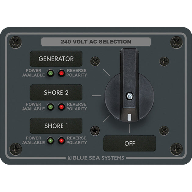 Blue Sea 8361 AC Rotary Switch Panel 65 Ampere 3 Positions + OFF, 3 Pole [8361] - Premium Electrical Panels from Blue Sea Systems - Just $890.99! Shop now at Brushy Creek Marine
