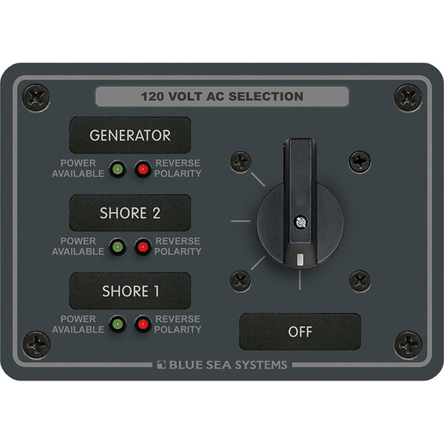 Blue Sea 8366 AC Rotary Switch Panel 30 Ampere 3 Positions + OFF, 2 Pole [8366] - Premium Electrical Panels from Blue Sea Systems - Just $413.99! Shop now at Brushy Creek Marine