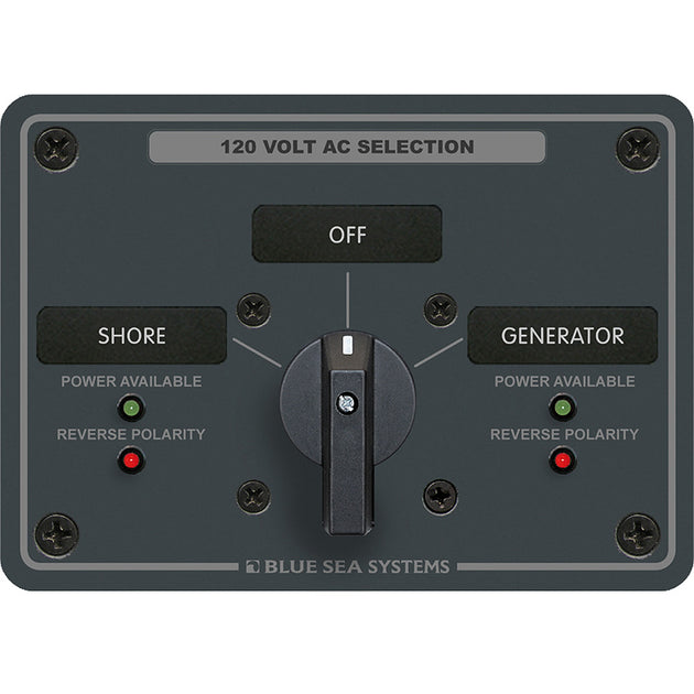 Blue Sea 8367 AC Rotary Switch Panel 30 Ampere 2 Positions + OFF, 2 Pole [8367] - Premium Electrical Panels from Blue Sea Systems - Just $393.99! Shop now at Brushy Creek Marine