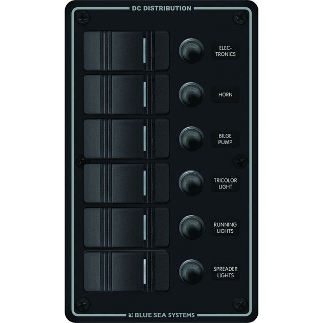 Blue Sea 8373 Water Resistant 6 Position - Black - Vertical Mount Panel [8373] - Premium Electrical Panels from Blue Sea Systems - Just $290.99! Shop now at Brushy Creek Marine