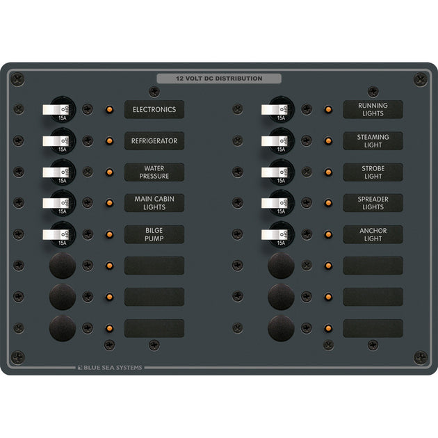Blue Sea 8377 Panel DC 16 Position [8377] - Premium Electrical Panels from Blue Sea Systems - Just $804.99! Shop now at Brushy Creek Marine