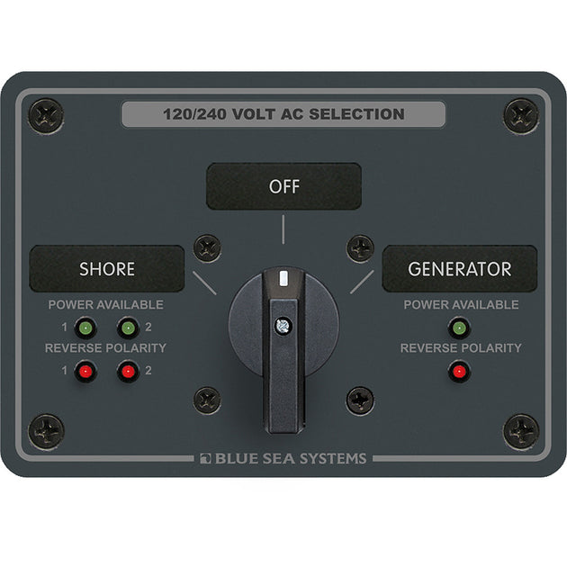 Blue Sea 8386 AC Rotary Switch Panel 30 Ampere 2 Positon + OFF, 4 Pole [8386] - Premium Electrical Panels from Blue Sea Systems - Just $524.99! Shop now at Brushy Creek Marine