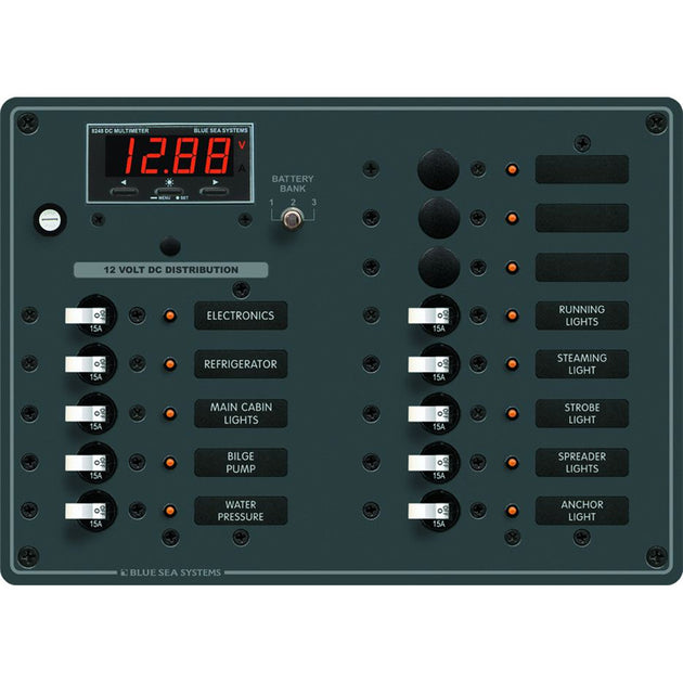 Blue Sea 8403 DC Panel 13 Position w/ Multimeter [8403] - Premium Electrical Panels from Blue Sea Systems - Just $1146.99! Shop now at Brushy Creek Marine