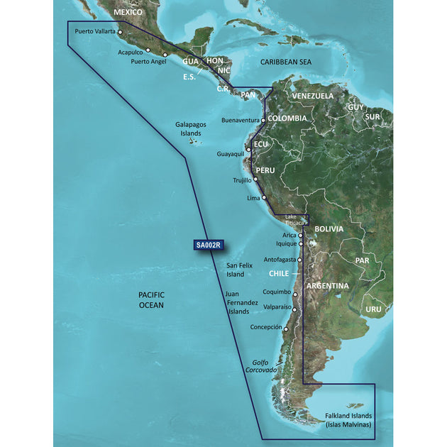 Garmin BlueChart g3 HD - HXSA002R - South America West Coast - microSD/SD [010-C1063-20] - Premium Garmin BlueChart Foreign from Garmin - Just $149.99! Shop now at Brushy Creek Marine