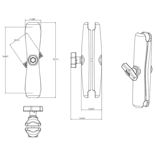 RAM Mount Long Double Socket Arm f/1.5" Ball Bases [RAM-201U-D] - Premium GPS - Accessories from RAM Mounting Systems - Just $49.99! Shop now at Brushy Creek Marine