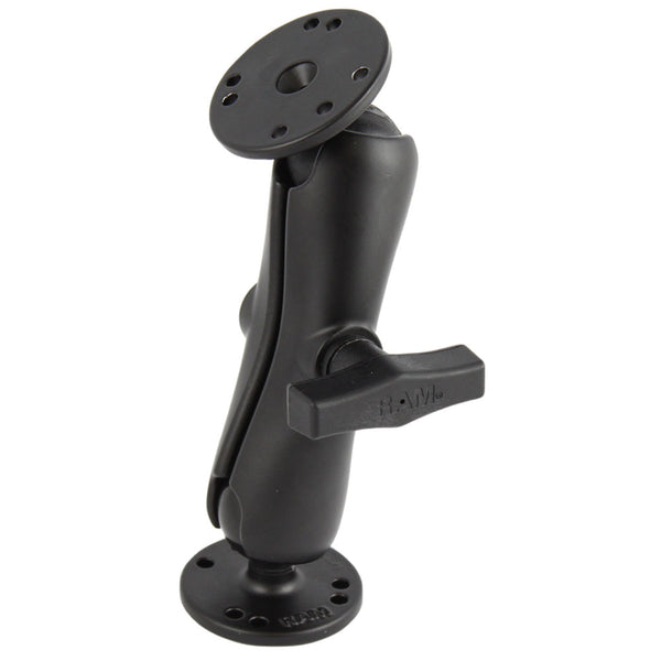 RAM Mount 1.5" Ball Double Socket Arm w/2 2.5" Round Bases - AMPs Pattern [RAM-101U] - Premium Surface Mount from RAM Mounting Systems - Just $57.49! Shop now at Brushy Creek Marine