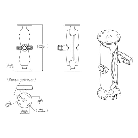 RAM Mount 1.5" Double Ball Mount with Hardware for Garmin Striker + More [RAM-101-G4] - Premium Marine Electronics Mounts from RAM Mounting Systems - Just $63.49! Shop now at Brushy Creek Marine