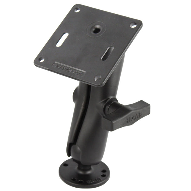 RAM Mount Double Socket Arm w/2.5" Round Base & 3.625" Square Base [RAM-101U-2461] - Premium Surface Mount from RAM Mounting Systems - Just $61.99! Shop now at Brushy Creek Marine