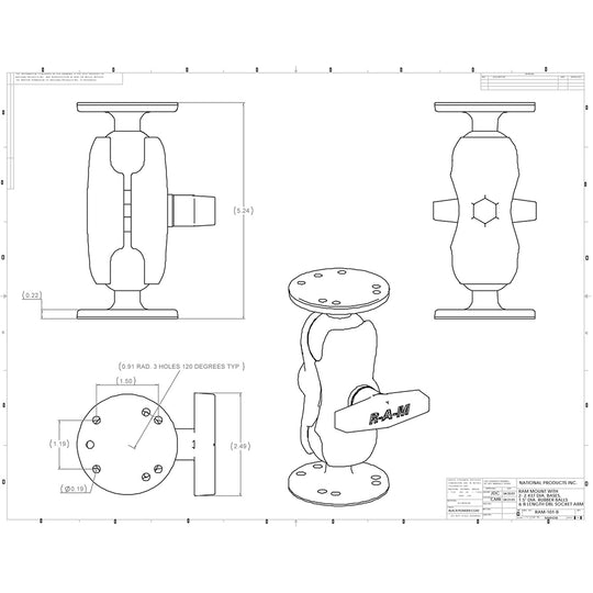 RAM Mount 1.5" Ball Mount w/Short Double Socket Arm & 2/2.5" Round Bases [RAM-101U-B] - Premium Surface Mount from RAM Mounting Systems - Just $54.99! Shop now at Brushy Creek Marine