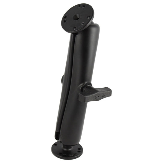 RAM Mount Ball Mount w/Long Double Socket Arm & 2-2.5" Round Bases w/AMPs Pattern [RAM-101U-D] - Premium Surface Mount from RAM Mounting Systems - Just $78.49! Shop now at Brushy Creek Marine