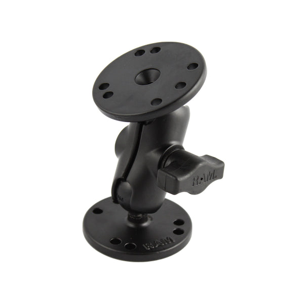 RAM Mount 1" Ball Double Socket Short Arm w/ 2 2.5" Round Bases [RAM-B-101-A] - Premium Surface Mount from RAM Mounting Systems - Just $35.49! Shop now at Brushy Creek Marine