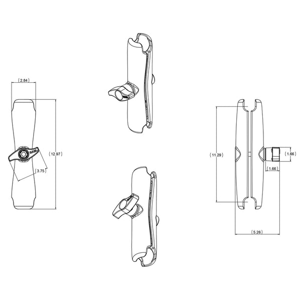 RAM Mount Long Double Socket Arm f/2.25" Ball Bases [RAM-D-201U-E] - Premium D Size from RAM Mounting Systems - Just $117.99! Shop now at Brushy Creek Marine