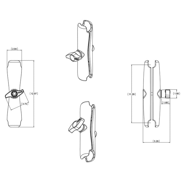 RAM Mount Long Double Socket Arm f/2.25" Ball Bases [RAM-D-201U-E] - Premium D Size from RAM Mounting Systems - Just $112.99! Shop now at Brushy Creek Marine