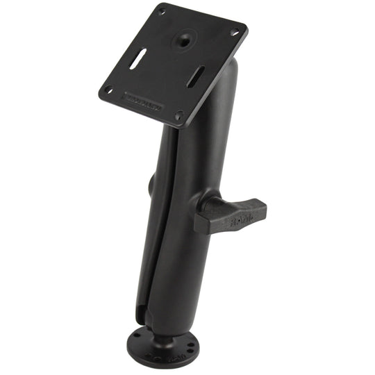 RAM Mount 1.5" Diameter Ball Mount w/Long Double Socket Arm, 2.5" Round Base &(AMPs) & 3.625" Square Base (VESA) [RAM-101U-D-2461] - Premium Surface Mount from RAM Mounting Systems - Just $83.99! Shop now at Brushy Creek Marine