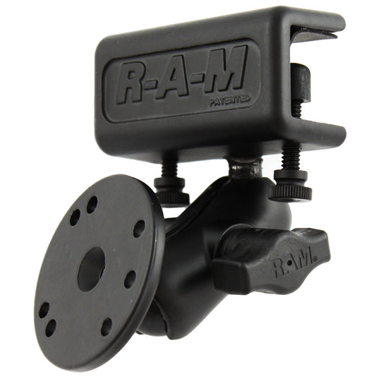 RAM Mount Glare Shield Clamp Mount w/Short Double Socket Arm & Round Base Adapter w/AMPs Hole Pattern [RAM-B-177-202U] - Premium Aviation from RAM Mounting Systems - Just $49.99! Shop now at Brushy Creek Marine