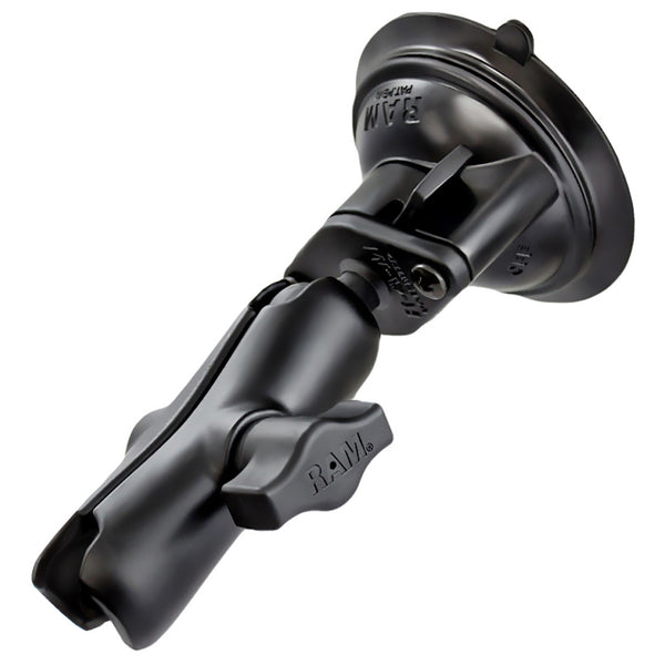 RAM Mount 1" Diameter Ball Standard Length Double Socket Arm w/3.25" Diameter Suction Cup Twist Lock Base [RAM-B-166-103U] - Premium Suction Cup Mounts from RAM Mounting Systems - Just $37.49! Shop now at Brushy Creek Marine