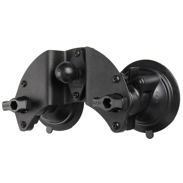 RAM Mount Dual Articulating Suction Cup Base w/1" Ball Base [RAM-B-189B-PIV1U] - Premium Suction Cup Mounts from RAM Mounting Systems - Just $65.99! Shop now at Brushy Creek Marine