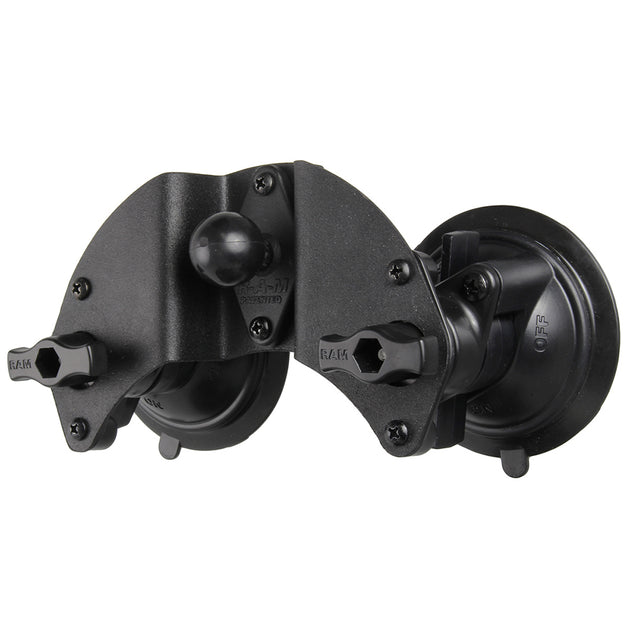 RAM Mount Dual Articulating Suction Cup Base w/1" Ball Base [RAM-B-189B-PIV1U] - Premium Suction Cup Mounts from RAM Mounting Systems - Just $63.99! Shop now at Brushy Creek Marine