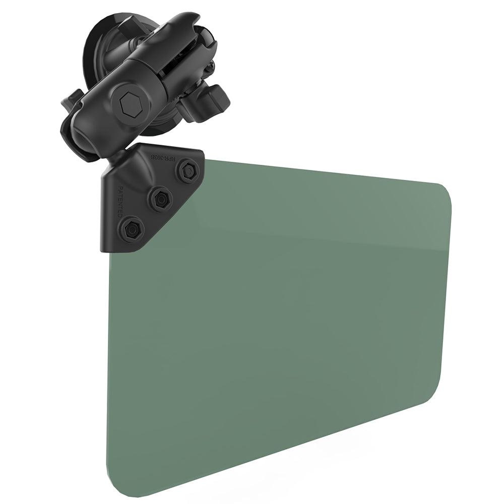 RAM Mount Suction Cup Mount w/Dark Green Sun Visor - 50% Tint [RAM-B-166-326-VIS-G1U] - Premium Aviation from RAM Mounting Systems - Just $77.99! Shop now at Brushy Creek Marine