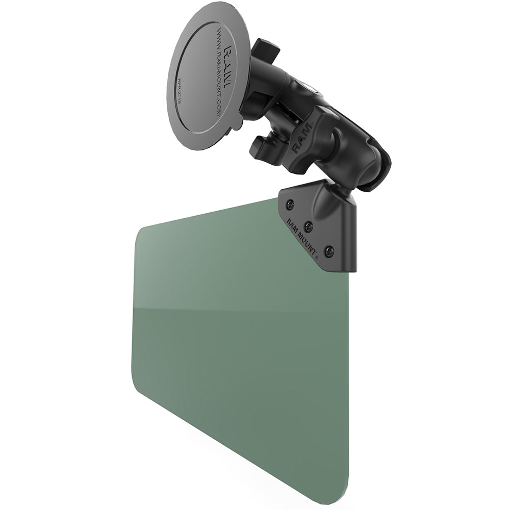 RAM Mount Suction Cup Mount w/Dark Green Sun Visor - 50% Tint [RAM-B-166-326-VIS-G1U] - Premium Aviation from RAM Mounting Systems - Just $77.99! Shop now at Brushy Creek Marine