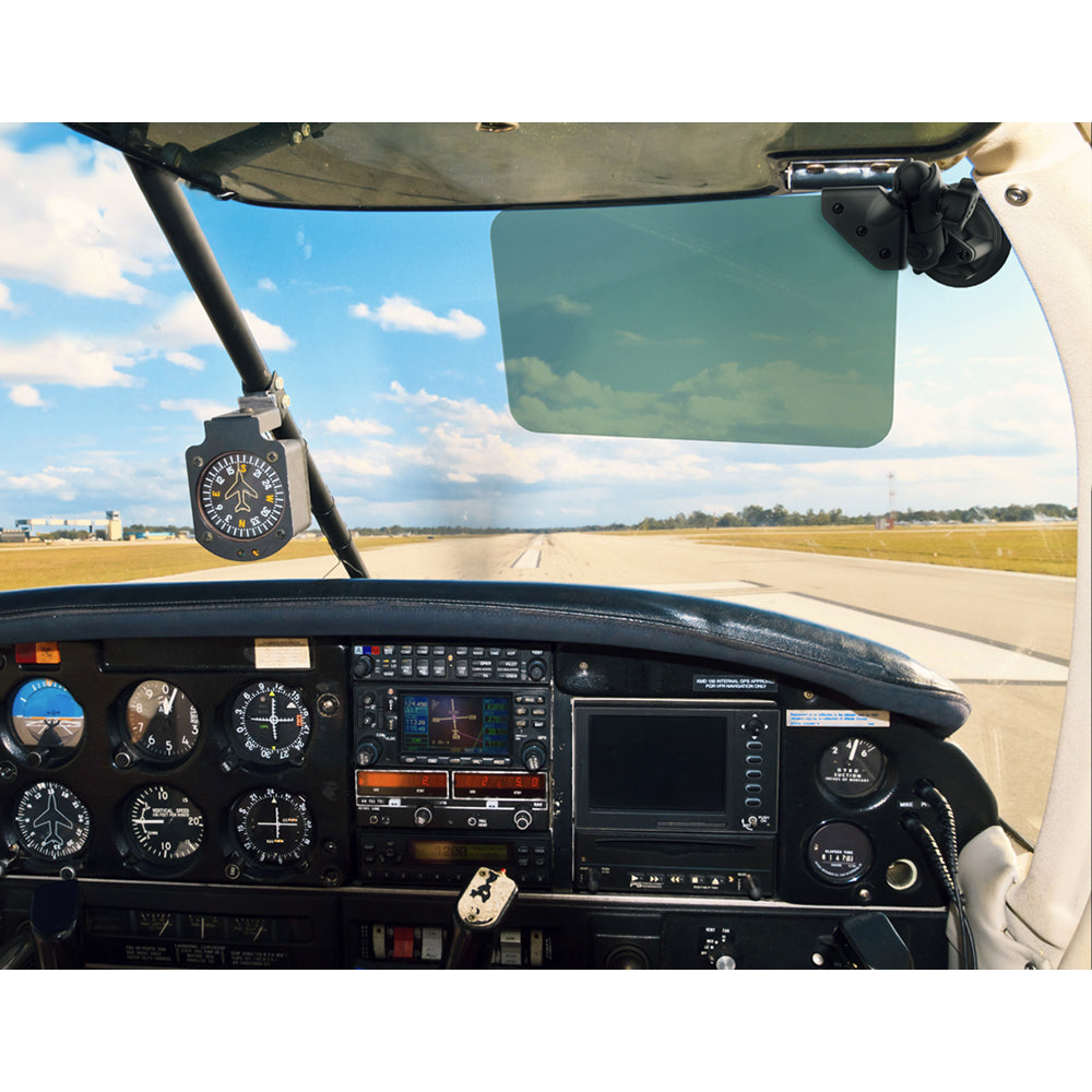 RAM Mount Suction Cup Mount w/Dark Green Sun Visor - 50% Tint [RAM-B-166-326-VIS-G1U] - Premium Aviation from RAM Mounting Systems - Just $77.99! Shop now at Brushy Creek Marine