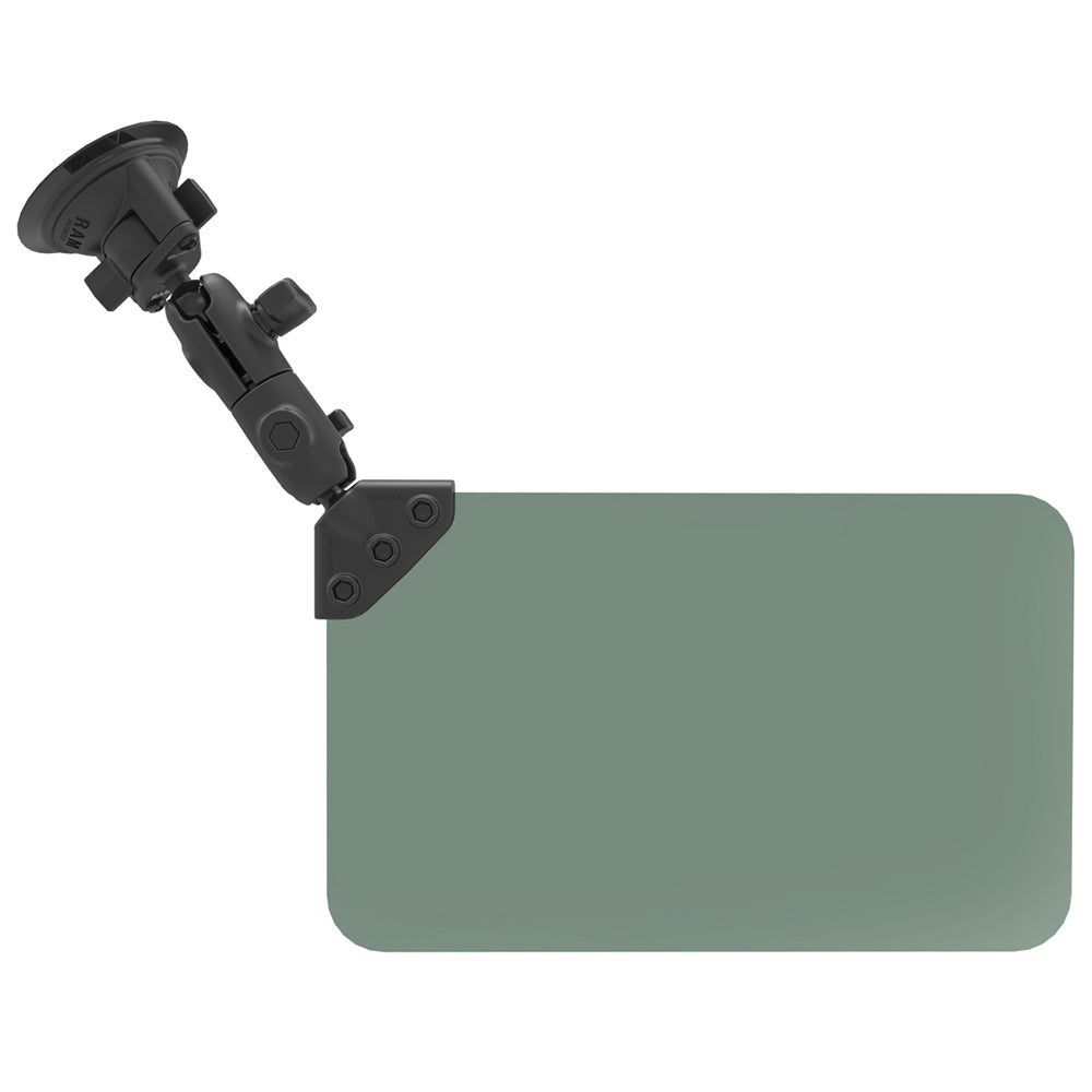 RAM Mount Suction Cup Mount w/Dark Green Sun Visor - 50% Tint [RAM-B-166-326-VIS-G1U] - Premium Aviation from RAM Mounting Systems - Just $77.99! Shop now at Brushy Creek Marine