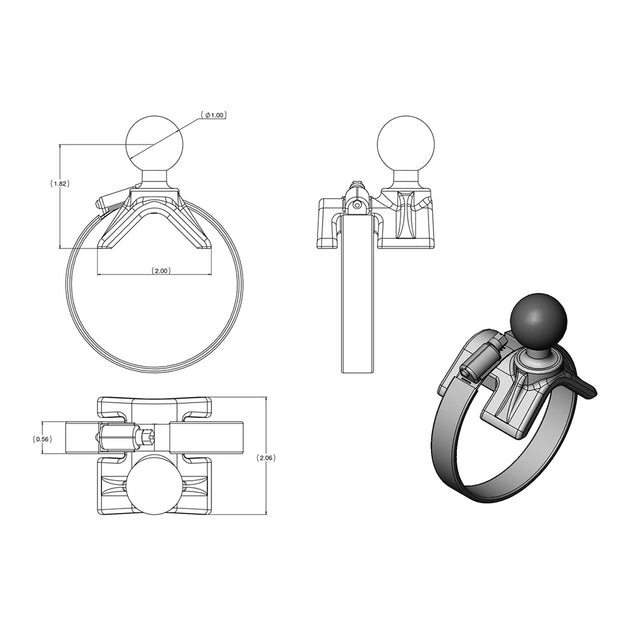 RAM Mount Strap Mount w/Short Arm & Diamond Base [RAM-B-108-A-238] - Premium Rail/Handle Bar Mounts from RAM Mounting Systems - Just $44.49! Shop now at Brushy Creek Marine