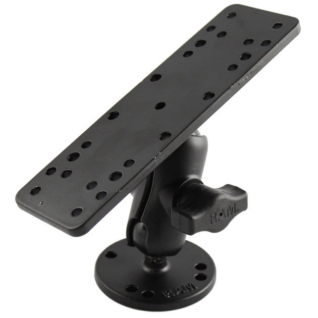 RAM Mount 1" Diameter Ball Mount w/Short Double Socket Arm,  6.25" x 2" Rectangle Base & 2.5" Round Base (AMPS Pattern) [RAM-B-111U-A] - Premium Marine Electronics Mounts from RAM Mounting Systems - Just $38.49! Shop now at Brushy Creek Marine