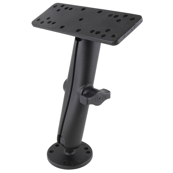 RAM Mount 1" Diameter Ball Mount w/Long Double Socket Arm, 6.25" x 2" Rectangle Base & 2.5" Round Base (AMPS Pattern) [RAM-B-111U-C] - Premium Marine Electronics Mounts from RAM Mounting Systems - Just $50.49! Shop now at Brushy Creek Marine