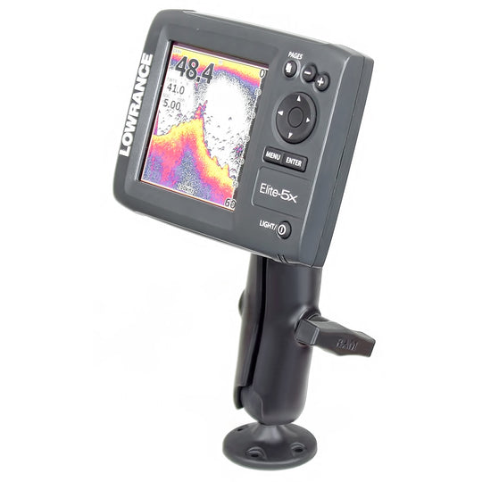 RAM Mount 1.5" Ball "Rugged Use" Composite Mount f/Lowrance Elite-5 & Mark-5 Series Fishfinders [RAP-101U-LO11] - Premium Marine Electronics Mounts from RAM Mounting Systems - Just $43.99! Shop now at Brushy Creek Marine