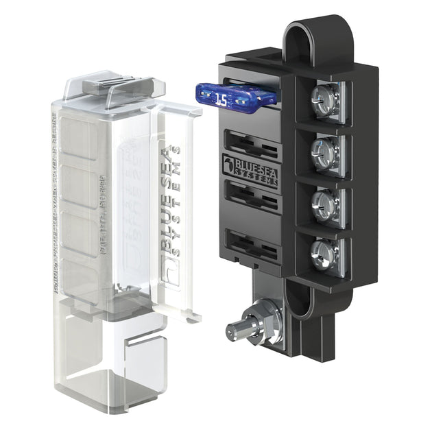 Blue Sea 5045 ST Blade Compact Fuse Blocks - 4 Circuits w/Cover [5045] - Premium Fuse Blocks & Fuses from Blue Sea Systems - Just $42.99! Shop now at Brushy Creek Marine