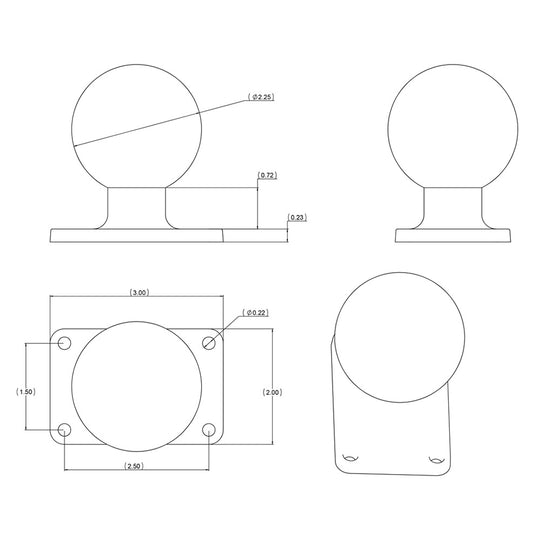 RAM Mount 2" x 3" Rectangle Base w/2.25" Ball [RAM-D-202U-23] - Premium Surface Mount from RAM Mounting Systems - Just $28.99! Shop now at Brushy Creek Marine